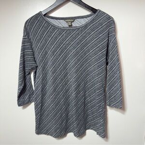 Tommy Bahama Diagonal Stripe 3/4 Sleeve Shirt Gray Women Size M